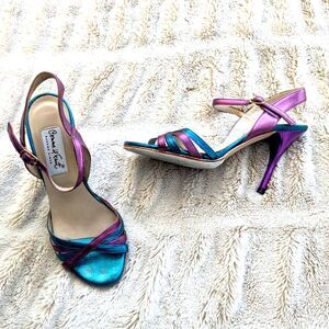 Comme Il Faut HANDMADE Argentinean Tango Metallic Leather Stiletto Sandals 5 1/2